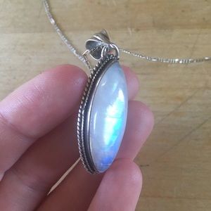 Natural rainbow moonstone pendant necklace